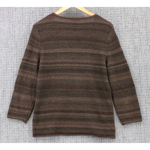 LRL Lauren Jeans Co Sweater Womens Medium M Brown Striped Long Sleeve V Neck - Picture 7 of 9